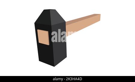 Hammer isolated on the white background, hammer with wooden handle, vector illustration Stock Vector
