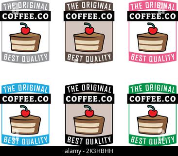 Cake and Cherry Icon with Text isolated on a White Background Stock Vector