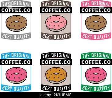 Doughnut or Donut Icon with Text isolated on a White Background Stock Vector