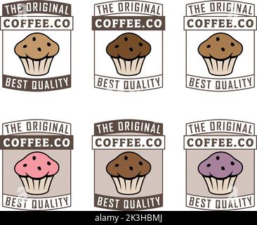 Muffin Icon with Text isolated on a White Background Stock Vector