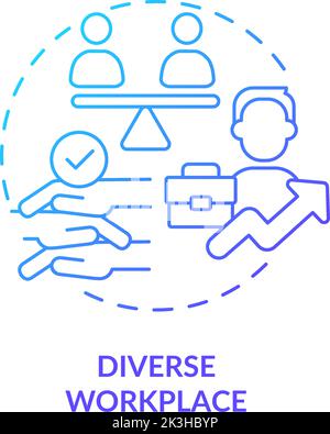 Diverse workplace blue gradient concept icon Stock Vector