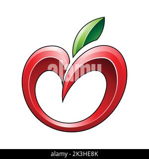 Apple Icon in Shades of Green and Red isolated on a White Background Stock Vector