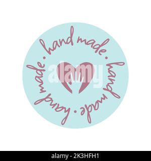 Hand made with love badge label. Handmade vector seal stamp. Stock Vector
