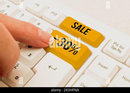 Writing displaying text Sale 30. Conceptual photo A promo price of an item at 30 percent markdown Stock Photo
