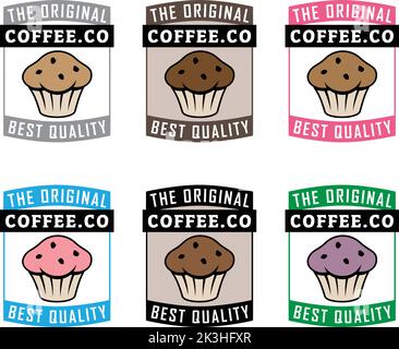 Muffin Icon with Text isolated on a White Background Stock Vector