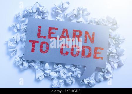 Conceptual caption Learn To Code. Business showcase Learn to write Software Be a Computer Programmer Coder Stock Photo