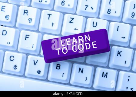 Conceptual display Learn To Code. Word for Learn to write Software Be a Computer Programmer Coder Stock Photo