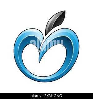 Apple Icon in Shades of Blue and Black isolated on a White Background Stock Vector