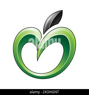 Apple Icon in Shades of Green and Black isolated on a White Background Stock Vector
