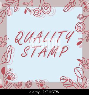 Handwriting text Quality Stamp. Business idea Seal of Approval Good Impression Qualified Passed Inspection Stock Photo