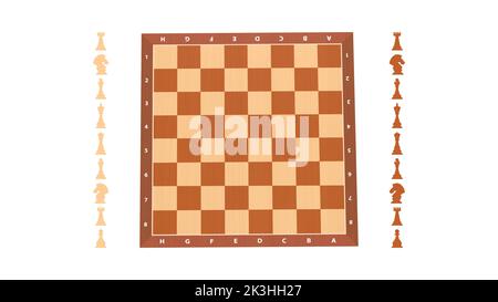 wooden chess board isolated on white background, vector illustration Stock Vector