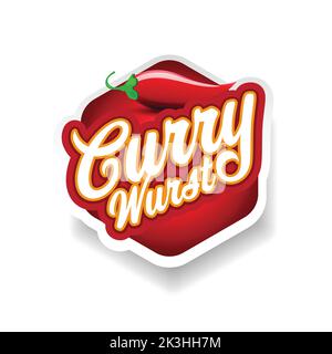 Curry Wurst german food sign Stock Vector