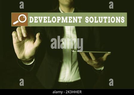 Writing displaying text Development Solutions. Word Written on Efficient Planning based on the Company needs Stock Photo