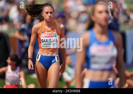 Eveline Saalberg participating in the 400 meters of the European Athletics Championships in Munich 2022. Stock Photo