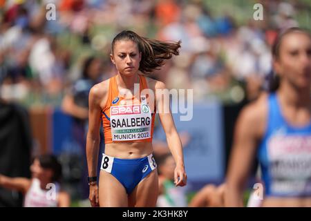 Eveline Saalberg participating in the 400 meters of the European Athletics Championships in Munich 2022. Stock Photo