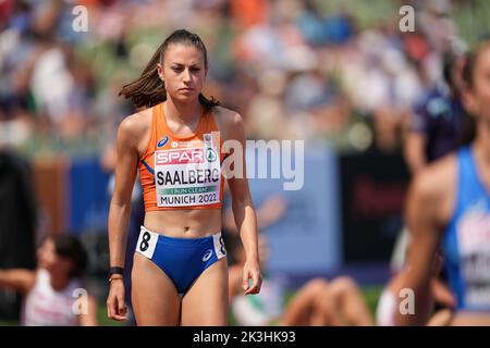 Eveline Saalberg participating in the 400 meters of the European Athletics Championships in Munich 2022. Stock Photo