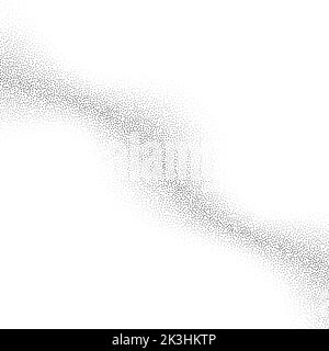 Grain circle gradient. Stippled round shape. Radial stochastic dotwork texture. Random grunge noise background. Black dots sphere. Halftone vector  Stock Vector