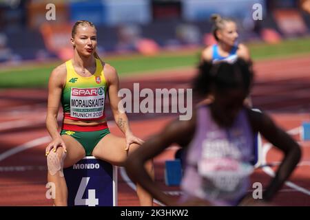 Modesta Justė Morauskaitė participating in the 400 meters of the European Athletics Championships in Munich 2022. Stock Photo