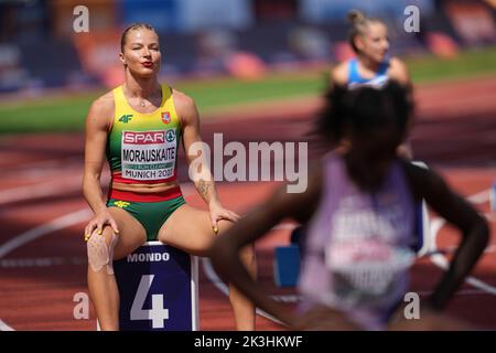 Modesta Justė Morauskaitė participating in the 400 meters of the European Athletics Championships in Munich 2022. Stock Photo