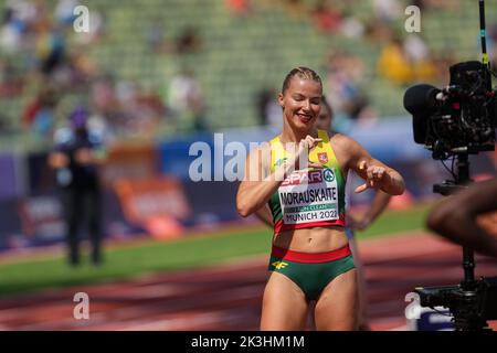 Modesta Justė Morauskaitė participating in the 400 meters of the European Athletics Championships in Munich 2022. Stock Photo