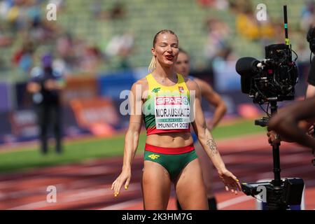 Modesta Justė Morauskaitė participating in the 400 meters of the European Athletics Championships in Munich 2022. Stock Photo