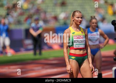 Modesta Justė Morauskaitė participating in the 400 meters of the European Athletics Championships in Munich 2022. Stock Photo