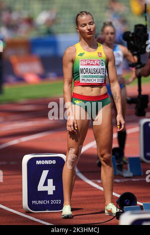 Modesta Justė Morauskaitė participating in the 400 meters of the European Athletics Championships in Munich 2022. Stock Photo