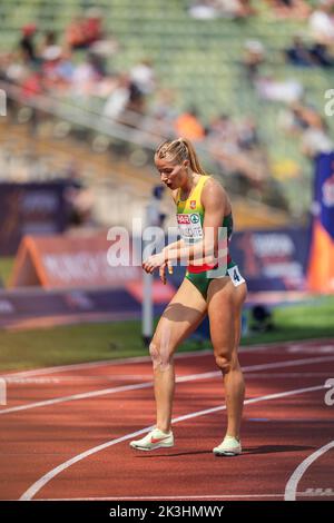 Modesta Justė Morauskaitė participating in the 400 meters of the European Athletics Championships in Munich 2022. Stock Photo