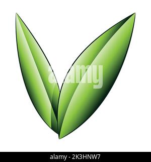Green Shaded Leaves Icon isolated on a White Background Stock Vector