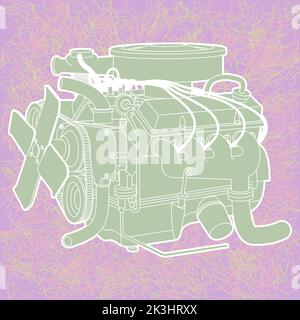 generic car automtive engine illustration Stock Vector