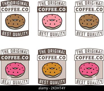 Doughnut or Donut Icon with Text isolated on a White Background Stock Vector