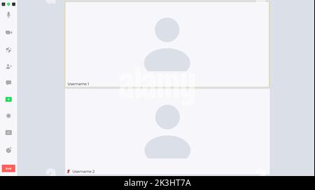 Template video conference user interface, video conference calls window overlay. Three users. Stock Vector