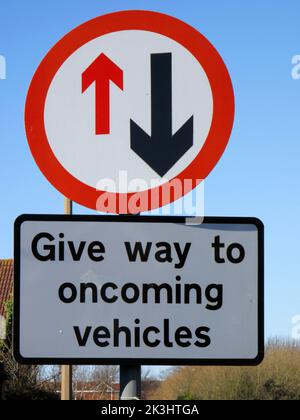 give way road signs in burgess hill west sussex Stock Photo