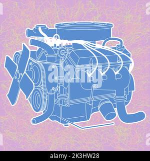 generic car automtive engine illustration Stock Vector