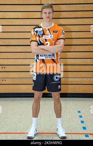Berlin, Germany. 23rd Sep, 2022. Volleyball: Media-Day Berlin Volleys, Horst-Korber-Sportzentrum. Player Antti Ronkainen of Berlin Volleys in new jersey of the season 2022/23. Credit: Andreas Gora/dpa/Alamy Live News Stock Photo