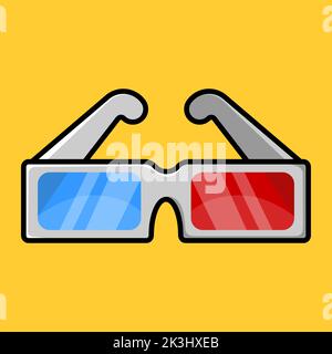 3d glasses. Cinema glasses. Glasses with red and blue glasses. Vector illustration. Stock Vector