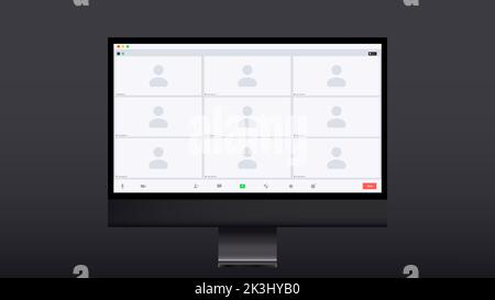 Icon with live chat video call. Isometric vector illustration. Editable vector stroke. Online video Stock Vector