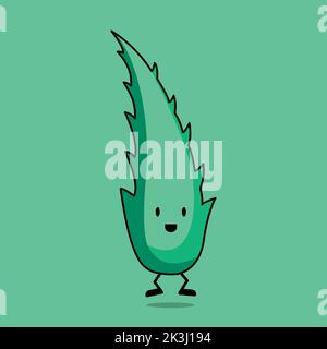 Happy aloe character. Aloe simple flat illustration. Vector illustration Stock Vector