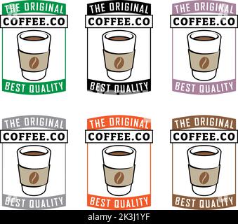 Paper Coffee or Tea Cup Icon with Text isolated on a White Background Stock Vector