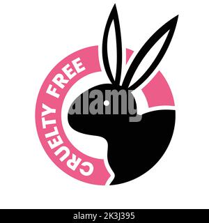 Black and Pink Cruelty Free Badge isolated on a White Background Stock Vector