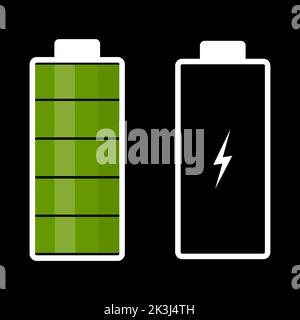 Illustration comparing full and low battery. Vector image. Stock Vector