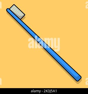 Cartoon flat illustration of a blue toothbrush. Vector illustration. Stock Vector