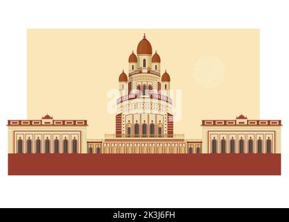 Kolkata City - Dakshineswar Kali Temple -  Icon Illustration as EPS 10 File Stock Vector