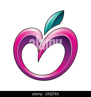 Apple Icon in Shades of Persian Green and Magenta isolated on a White Background Stock Vector
