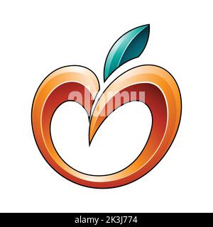 Apple Icon in Shades of Persian Green and Orange isolated on a White Background Stock Vector