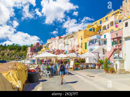 Procida (Campania, Italy) - The touristic island town beside Ischia, in the province of Napoli Campania region, with colorated old historical center Stock Photo