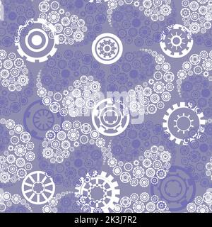 white snowflakes of various shapes like gears pattern without background Stock Vector