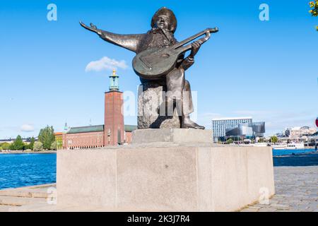 Statue of Evert Taube, Riddarholmen, Stockholm, Sweden Stock Photo