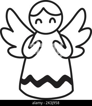 Hand Drawn Christmas angel doll illustration isolated on background Stock Vector