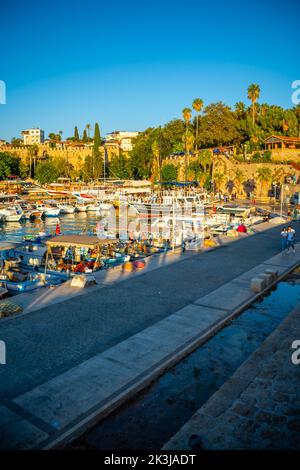 Antalya, Turkey - September 10, 2022: Harbor in the old city of Antalya Kaleici - Old Town of Antalya, Turkey Stock Photo